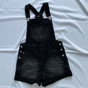 Girls Black Denim Overalls